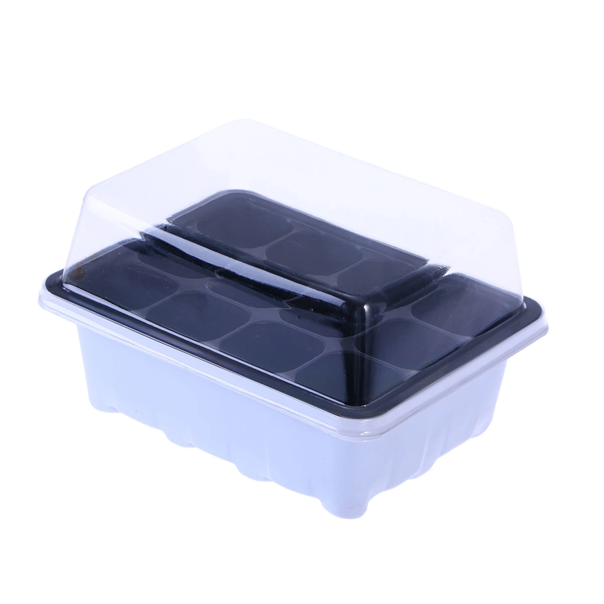 Tray Sprout Plate 12 Cavity Nursery Pots Tray Lids Box for Gardening Bonsai 18x14x6CM (White)