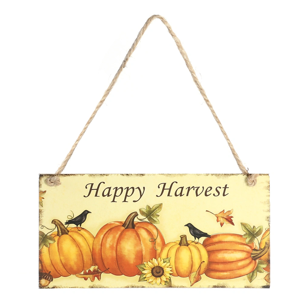 Thanksgiving Wooden Hanging Plaque Sign Thanksgiving Door Hanger Wall Decorations (Happy Harvest)