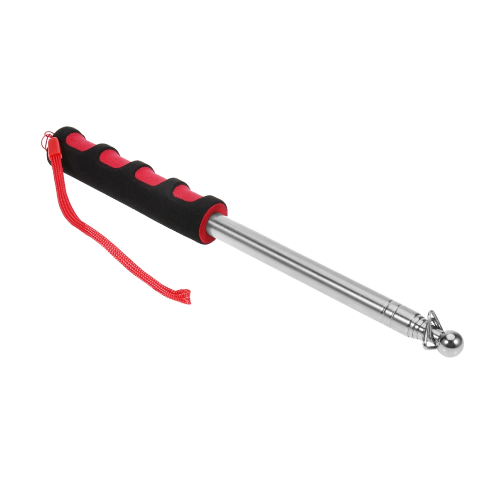 Stainless Steel Flag Pole Hand-held Teaching Rod Guide Telescopic Flagpole (Red, Sponge Handle, Rope Random Color)