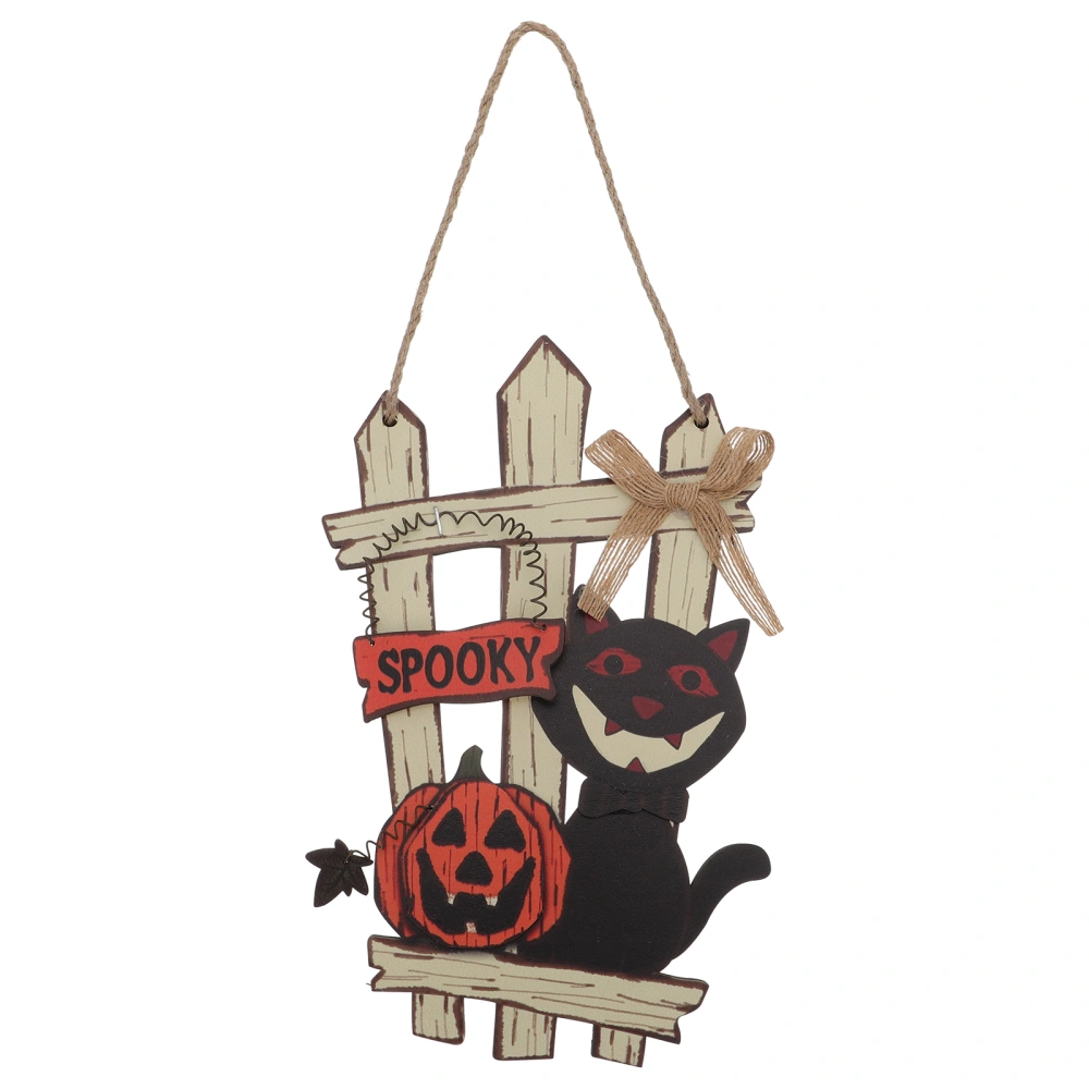 1pc Halloween Hanging Door Sign Funny Wall Sign Wooden Cat Decoration Ornaments