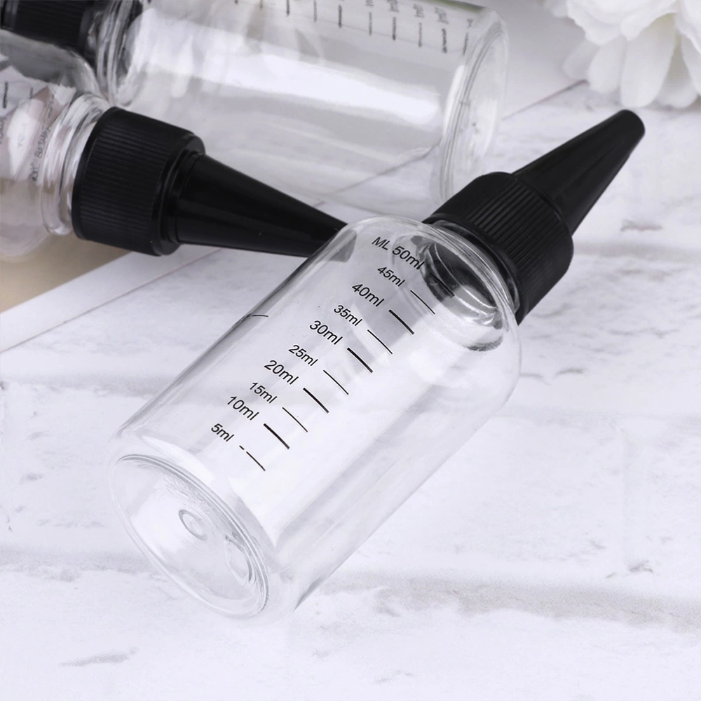 15Pcs 50ML Transparent Travel Empty Bottles Squeezable Tip Dropper Bottles with Scale Black