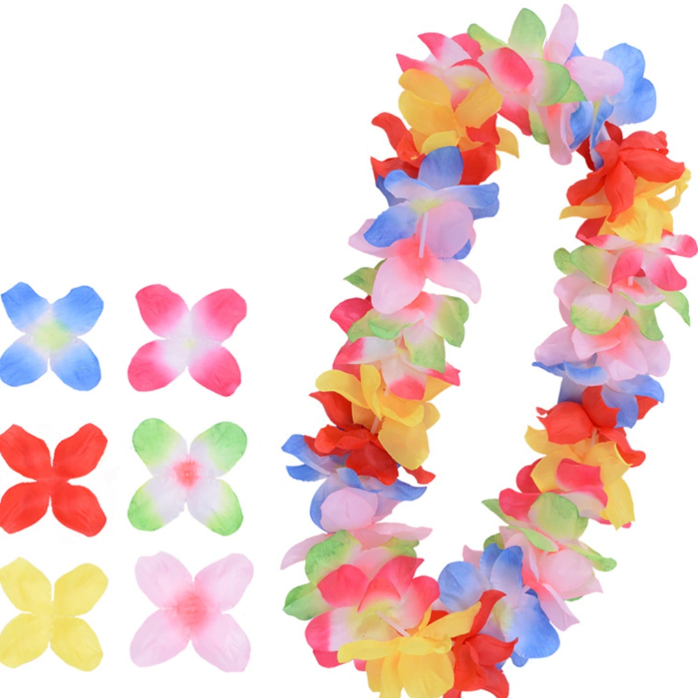 5pcs Colorful Hawaiian Leis Artificial Flower Necklace Garland Beach Hula Dance Neck Loop Tropical Luau Party Favors Dress up Costume Accessory(Random Style)