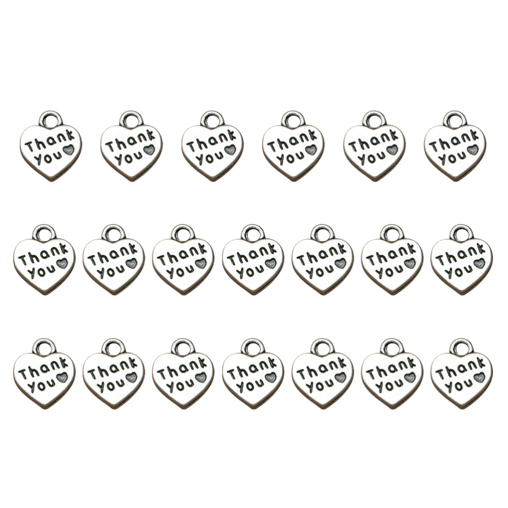 20PCS Thank You Lettering Charm Alloy Heart Shape Thankful Words Pendants Charms DIY Jewelry Making Accessory for Necklace Bracelet (Antique Silver)