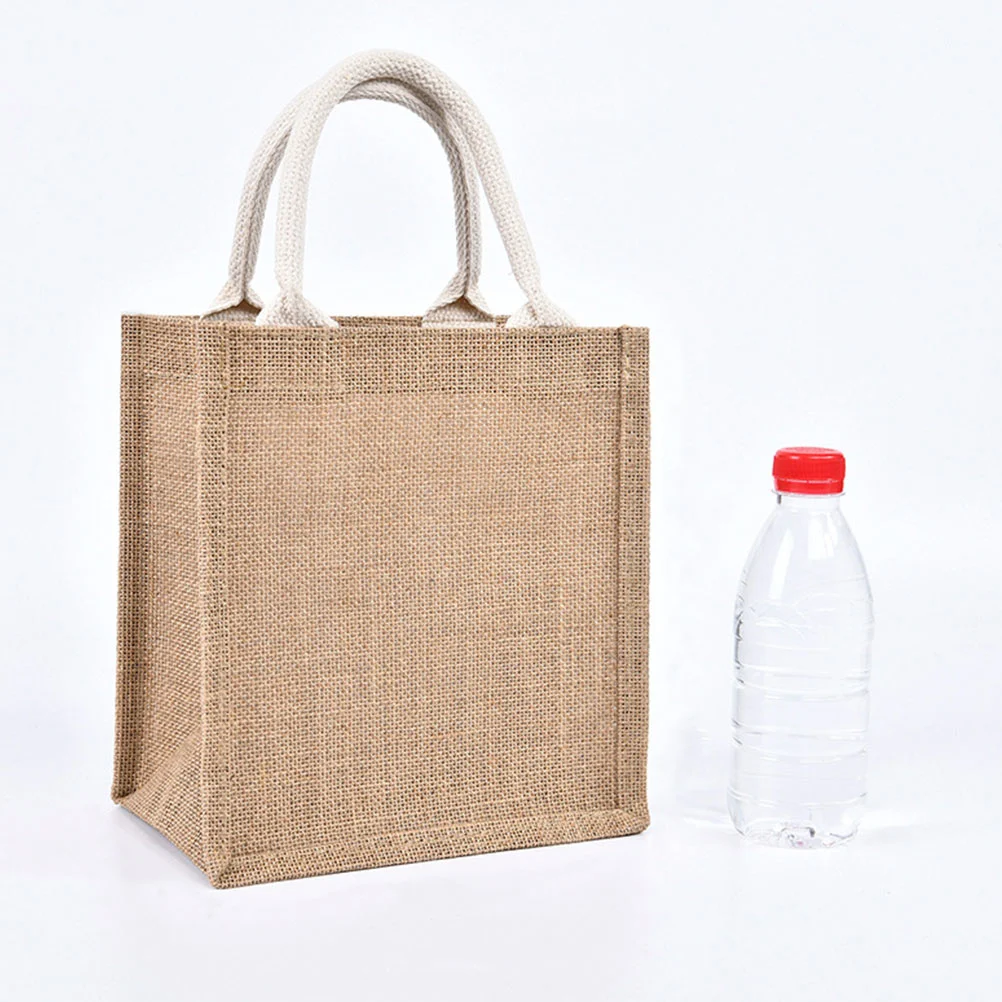 Large Burlap Reusable Jute Handle Gift Bag Diy Linen Fabric Gift Bag Shopping Tote