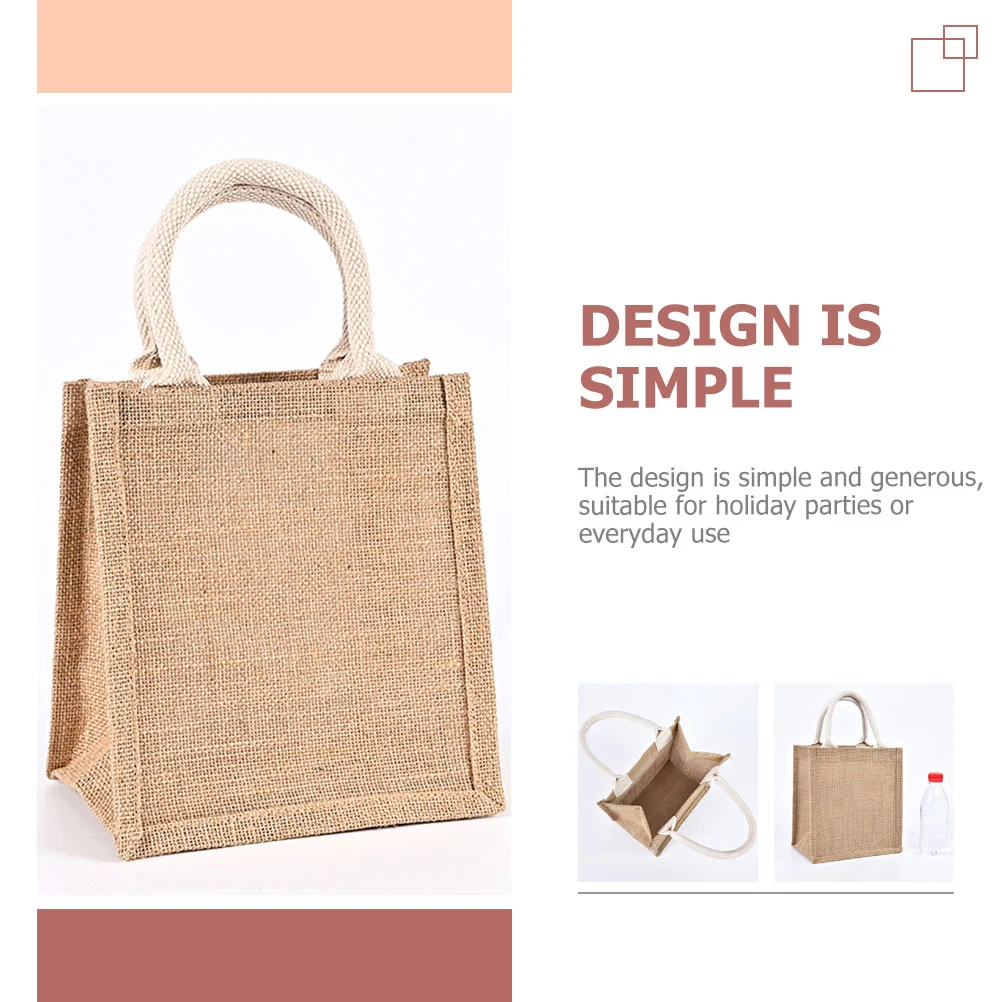 Large Burlap Reusable Jute Handle Gift Bag Diy Linen Fabric Gift Bag Shopping Tote