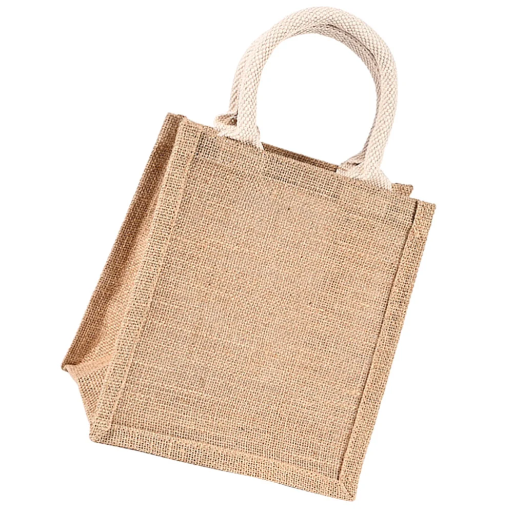 Large Burlap Reusable Jute Handle Gift Bag Diy Linen Fabric Gift Bag Shopping Tote