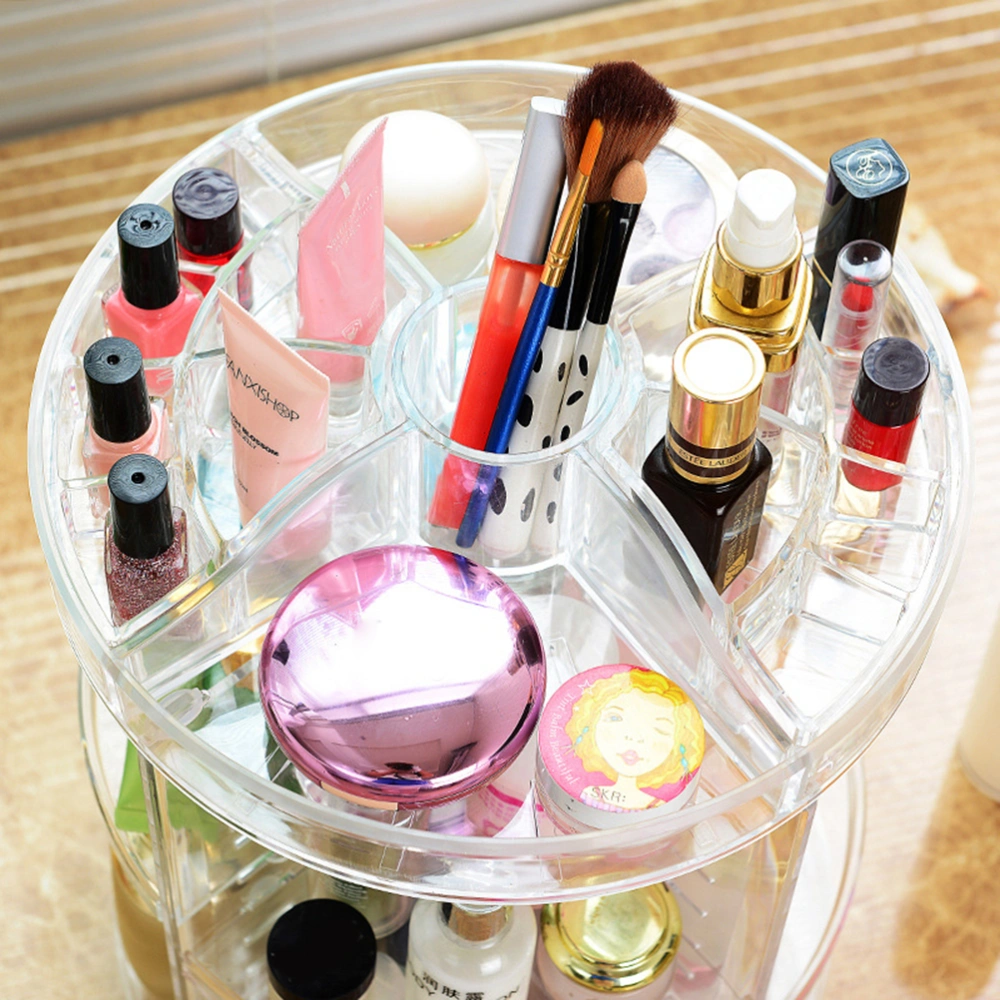 Fashion 360-Degree Rotating Makeup Organizer Clear Cosmestic Organizer Rack with Holes for Storing Earrings