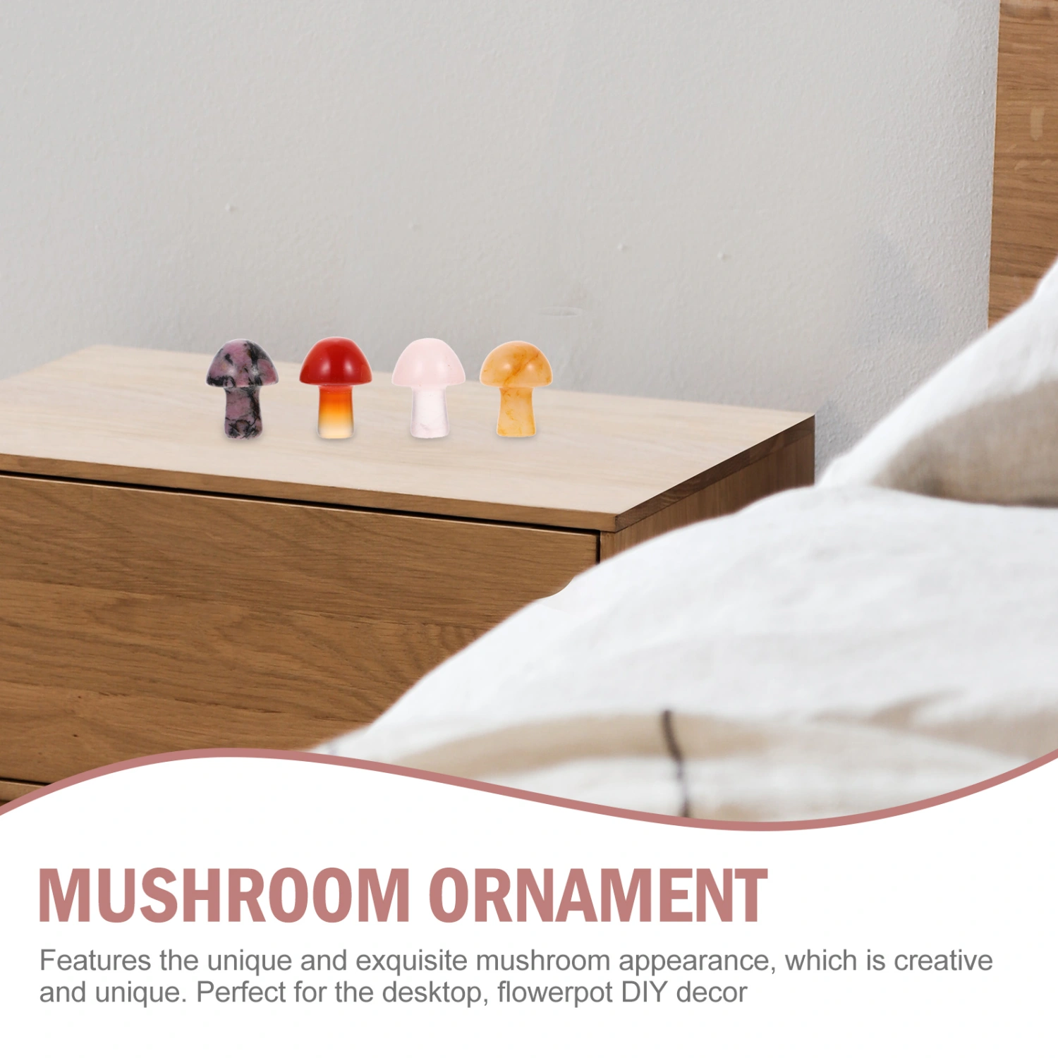 12Pcs Mini Mushroom Decor Flowerpot Mushroom Ornament Crystal Mushrooms Mini Mushrooms