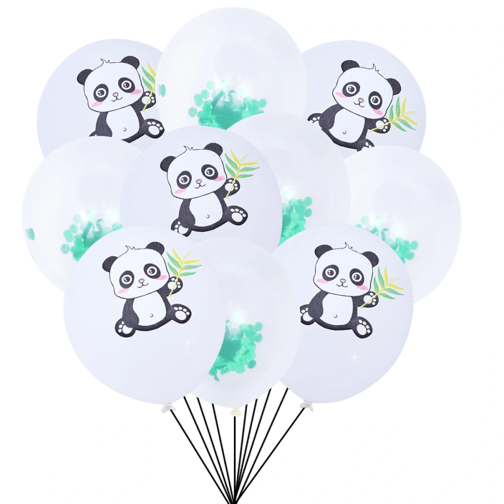 10pcs/Set 12inch Panda Printed Latex Balloon Sequins Balloons Kits Home Decor for Party Birthday (5 Panda Ballons+5 Green Sequin Ballons)