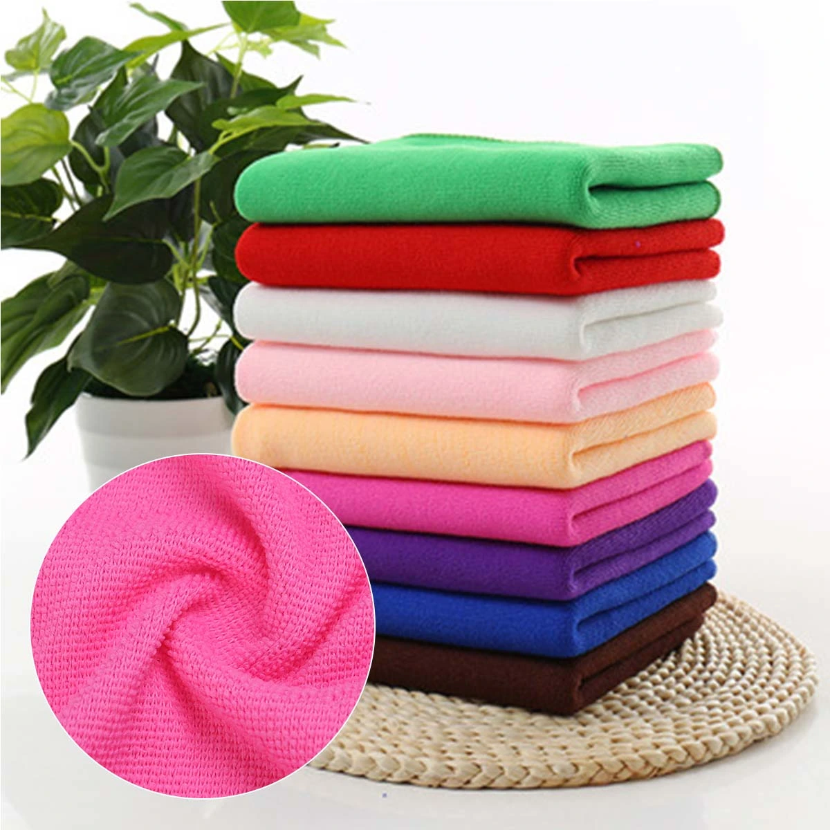 Car Cleaning Towels 30x70cm Microfiber Auto Car Polishing Waxing Drying Cloth (Deep Pink)