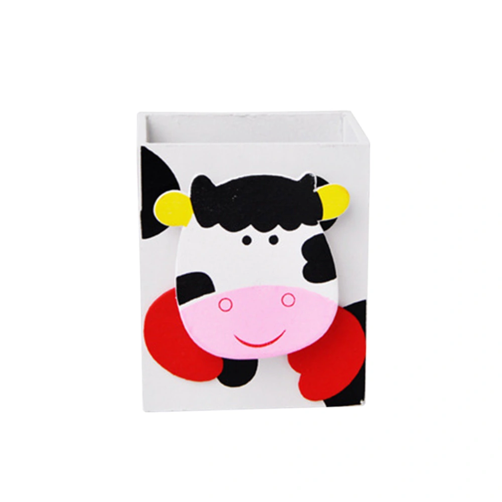 Cartoon Desktop Pen Pencil Holder Stationery Organizer for Home Office School Use (White Cow)