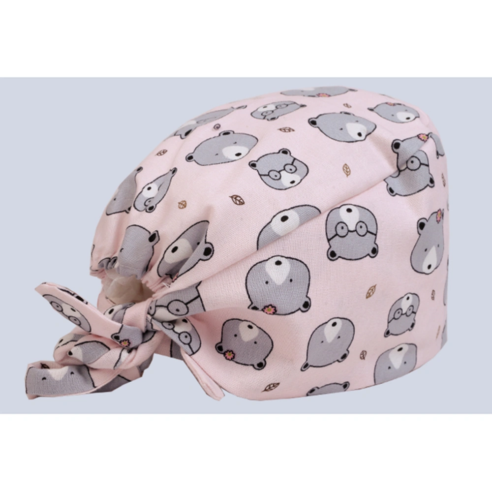 1Pc Printed Pattern Cotton for Dentist Dentistry Operation Sweat-absorbent Headgear (Pink)