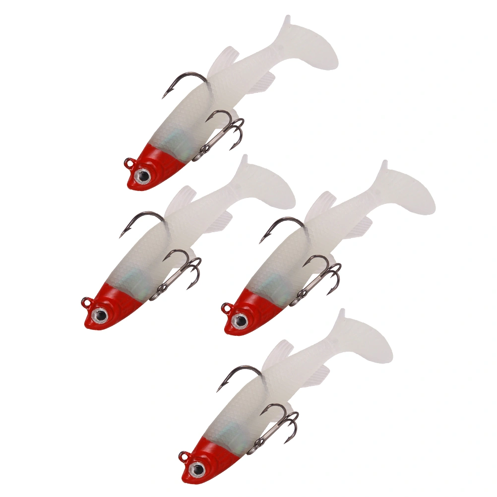 4pcs 8.5cm 13g Fish Shape Simulation Lure Bait Plastic Fishing Baits Accessory Durable Fishing Bait Hook (Red Head)