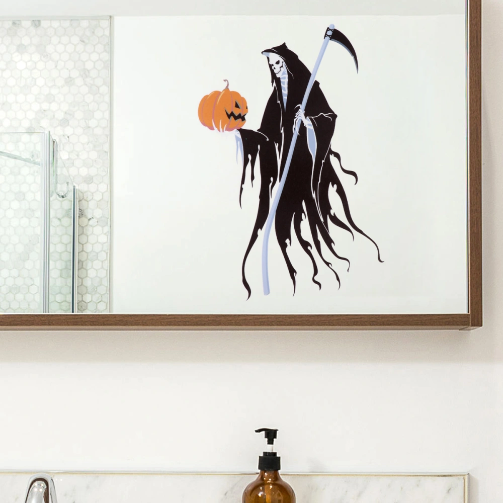 2Pcs Grim Reaper Stickers Halloween Jack-O-Lantern Scythe Grim Reaper Wall Decal