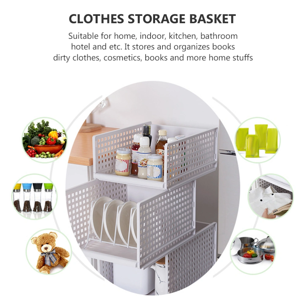 Plastic Clothes Storage Basket Stackable Closet Organizer for Jeans T-shirt Pants