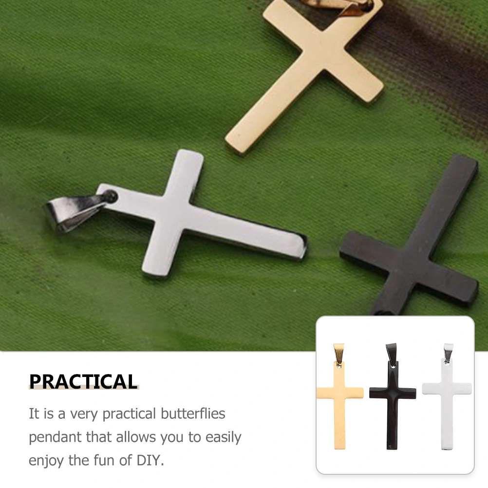 3pcs Cross Charm Pendants Delicate Silver Necklace Charms for DIY Jewelry Making