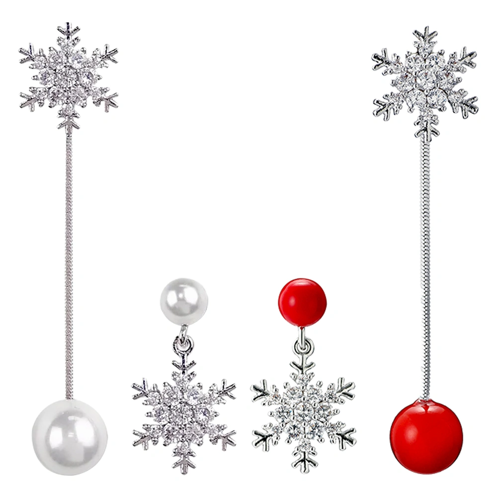 2 Pairs Chic Pearl Earrings Stylish Ladies Earrings Asymmetry Ear Accessory