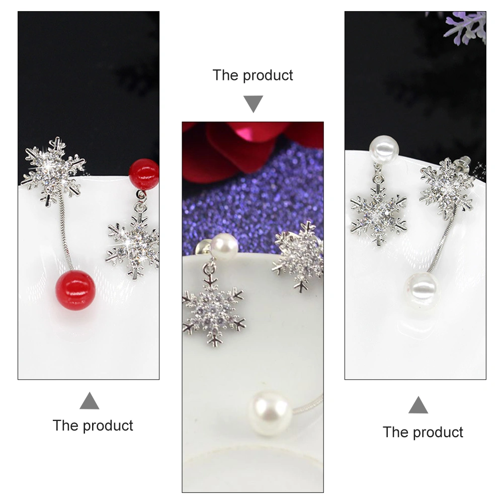 2 Pairs Chic Pearl Earrings Stylish Ladies Earrings Asymmetry Ear Accessory