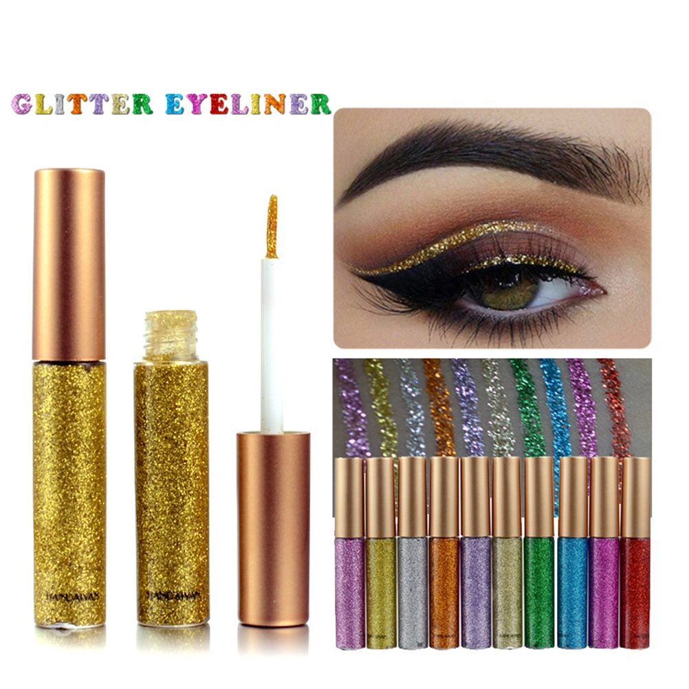 10pcs Waterproof Eyeliner Glitter Shimmer Pigmented Sparkling Metallic Liquid Glitters Eyeliner