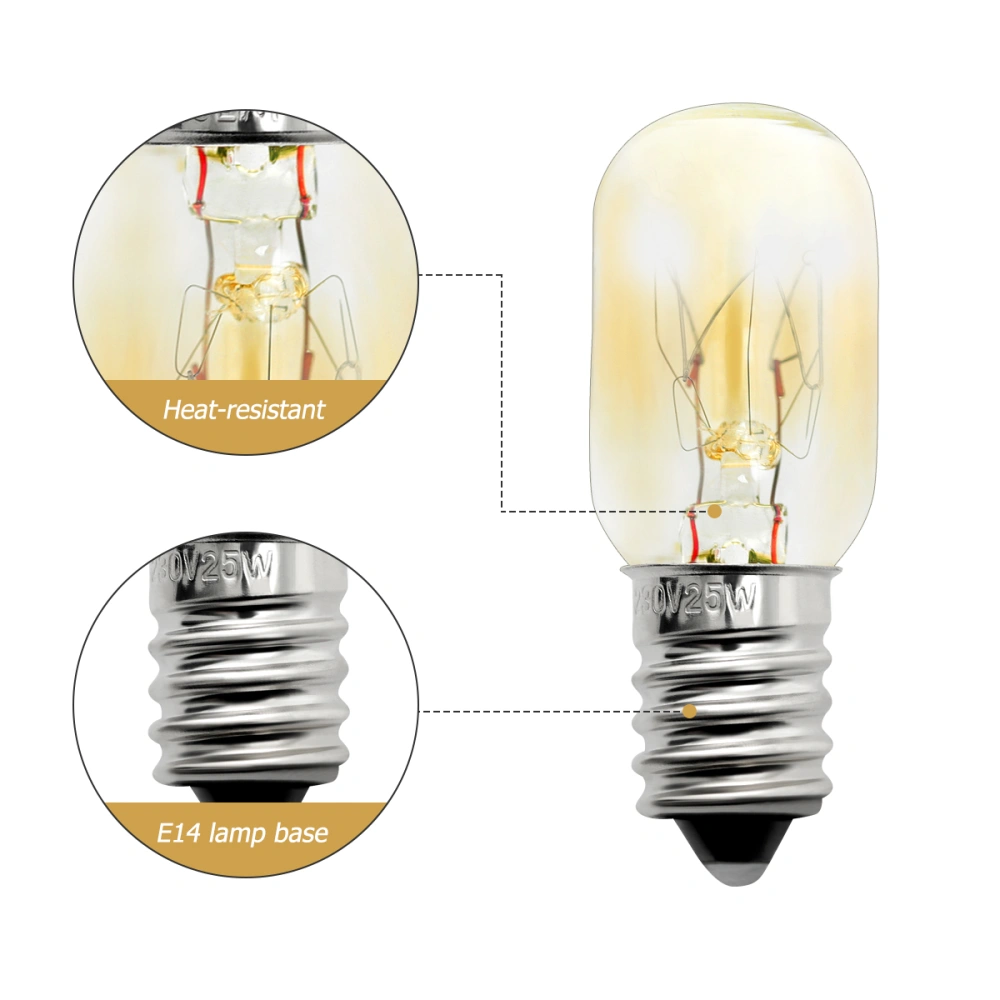 Mobestech 2PCS 25W E14 220-230V Oven Light Bulb Refrigerator Fridge Light Bulb Retro Tungsten Filament Lamp Bulbs Warm Yellow Light