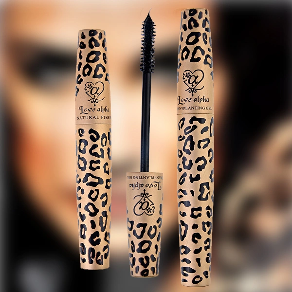 Leopard Design False Lashes Endless Extension Fiber Mascara Set - 2pcs/set (Black)