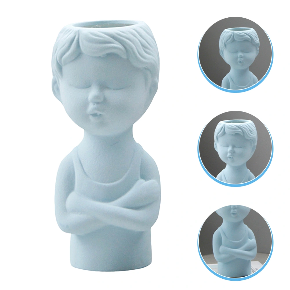 Desktop Flower Vase Boy Body Head Shaped Vase Flower Arrangement Container