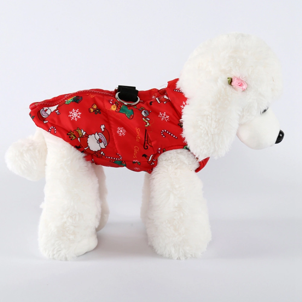 Pet Dog Warm Vest Christmas Santa Patterned Dog Dog Coat Outdoor Sports Pet Vest Snowsuit Apparel for Pet Dog Size S(Red)