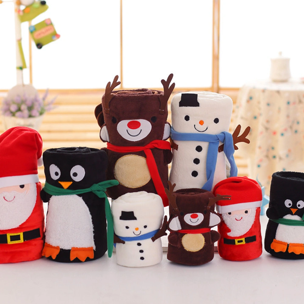 1PC Cartoon Christmas Flannel Blanket Decor Blanket Xmas Gift (Penguin)