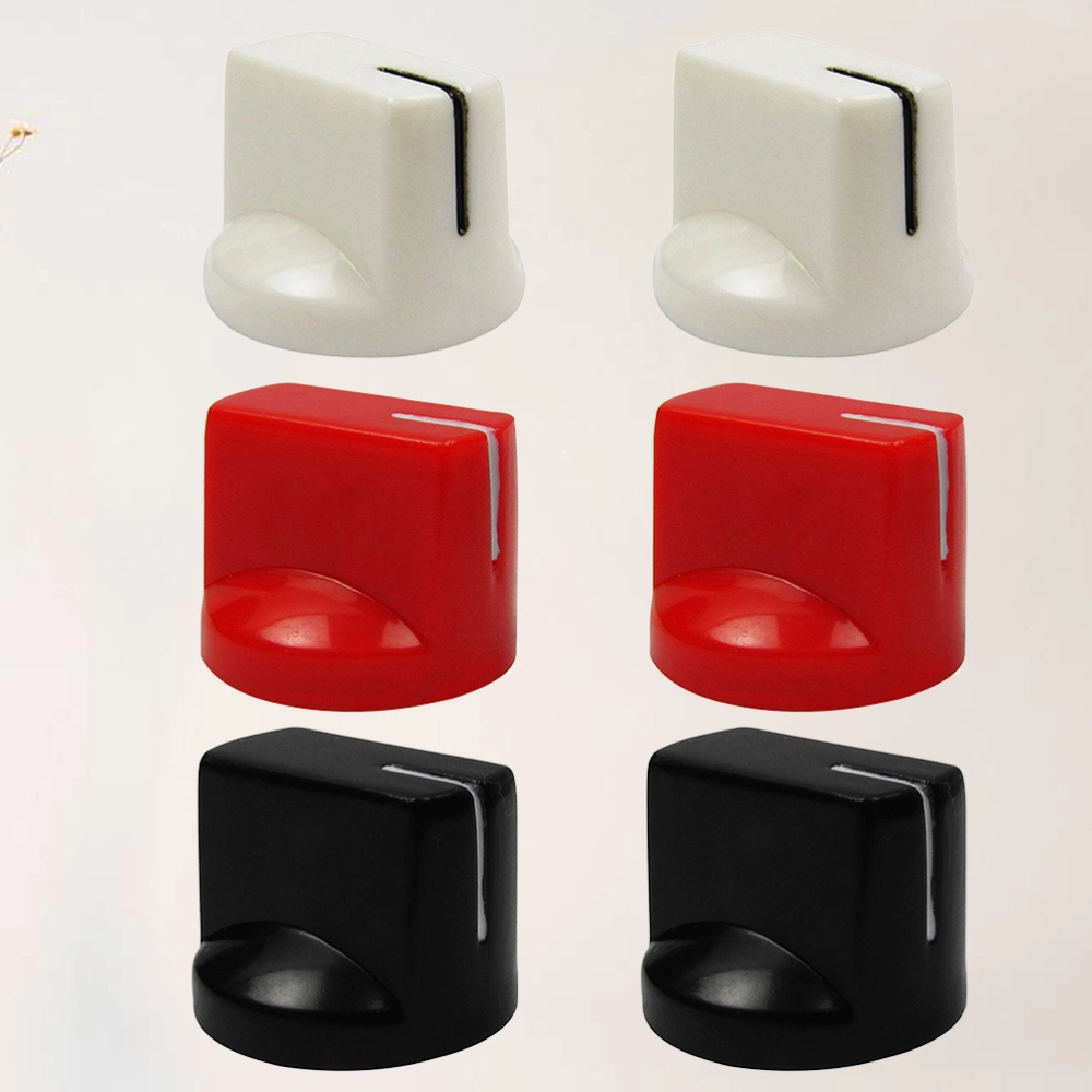 6pcs Plastic Volume Tone Control Plastic Knob with Flat Instrument Parts Accessory for Guitar Bass (Black, White, Red)