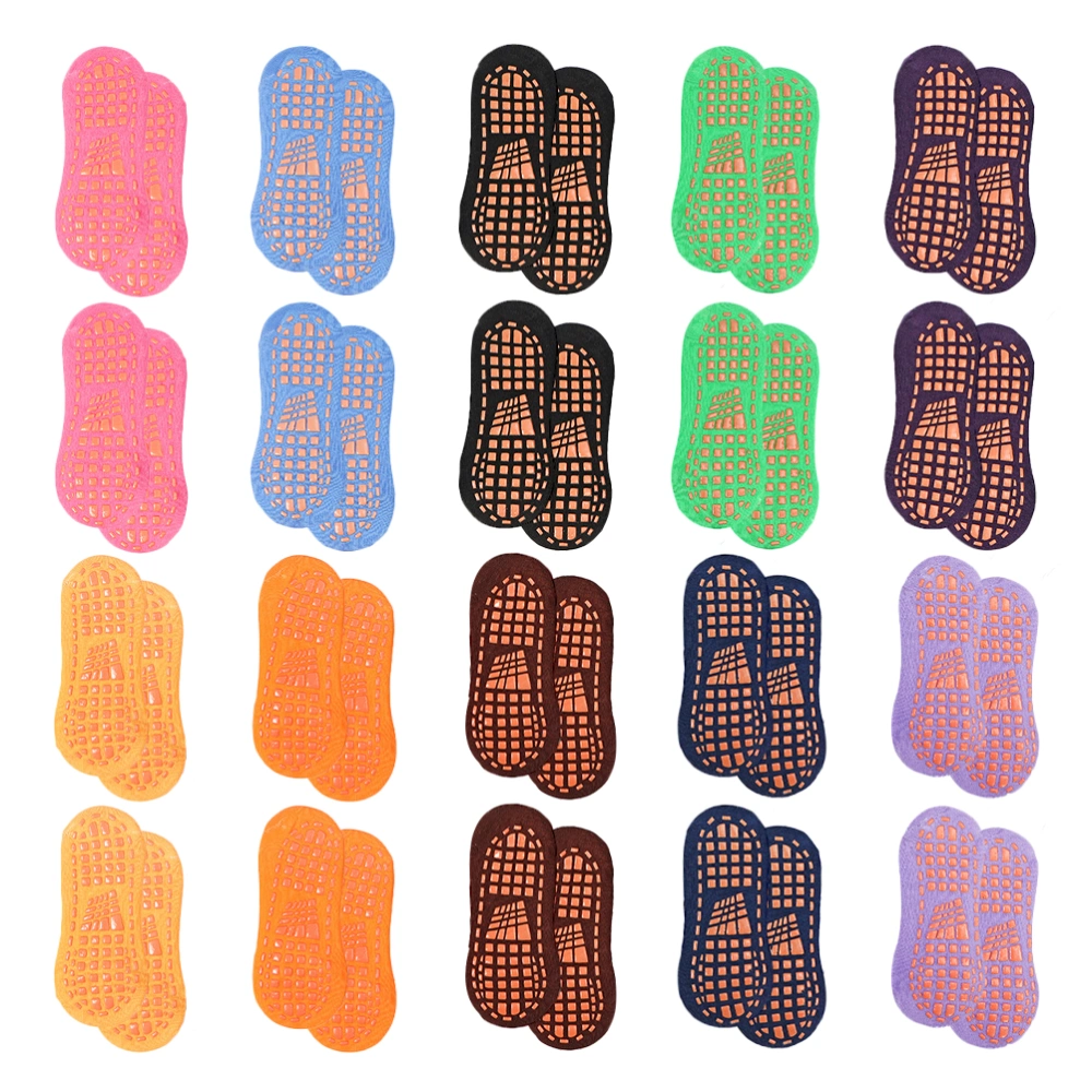 20 Pairs Trampoline Socks Non-slip Floor Socks Cotton Yoga Socks Unisex Sports Socks Size 42-44 (Random Color)