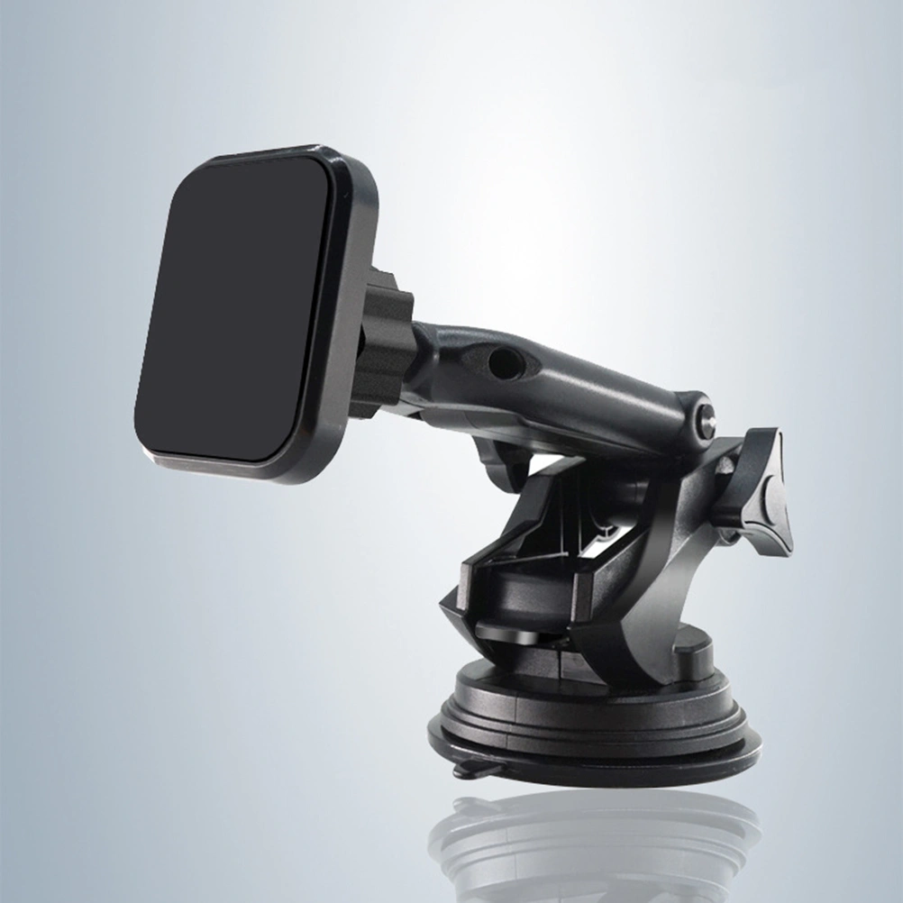 Magnetic Car Phone Holder Telescopic Rod Suction Cup Car Phone Mount Cell Mobile Phone Holder Stand (Black)