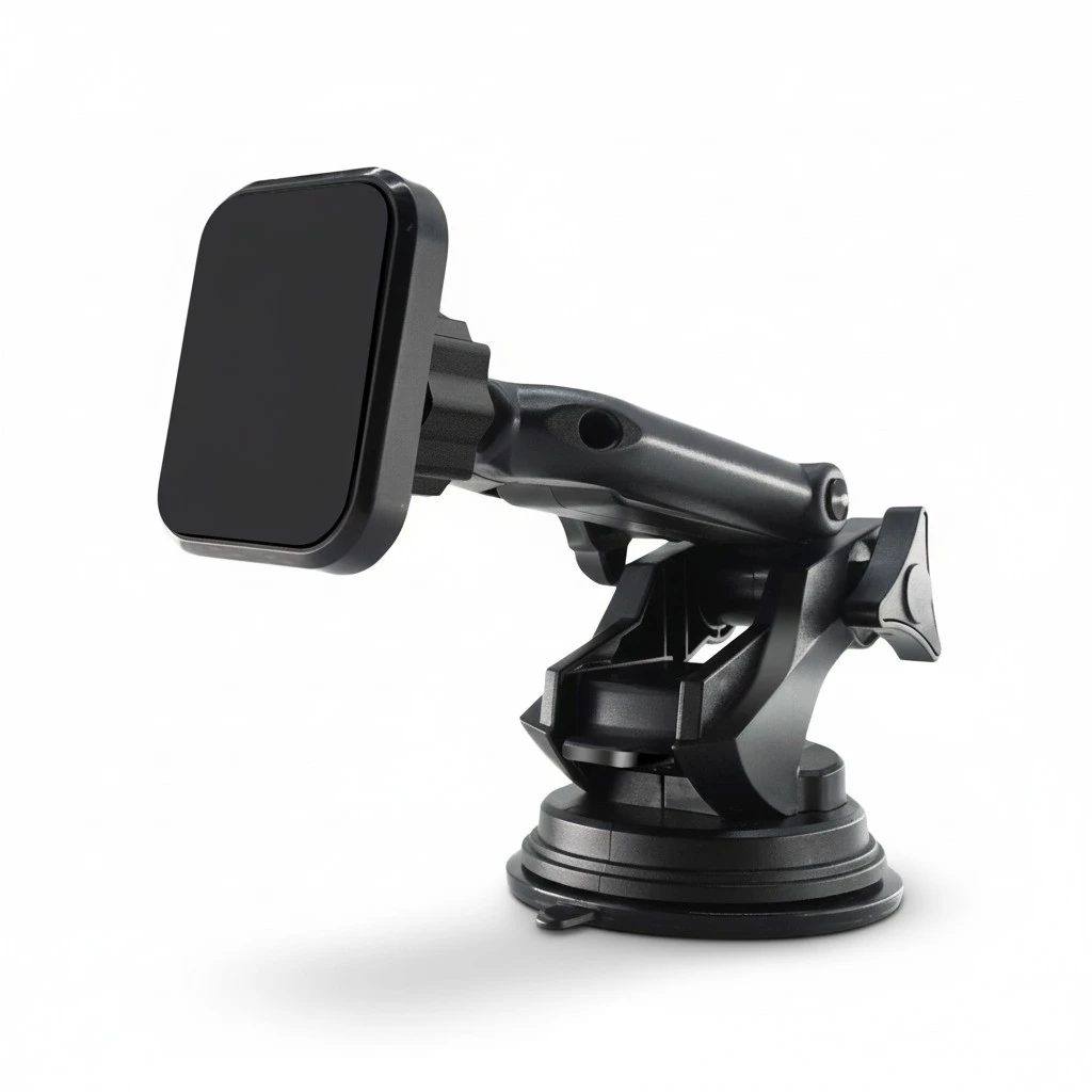 Magnetic Car Phone Holder Telescopic Rod Suction Cup Car Phone Mount Cell Mobile Phone Holder Stand (Black)