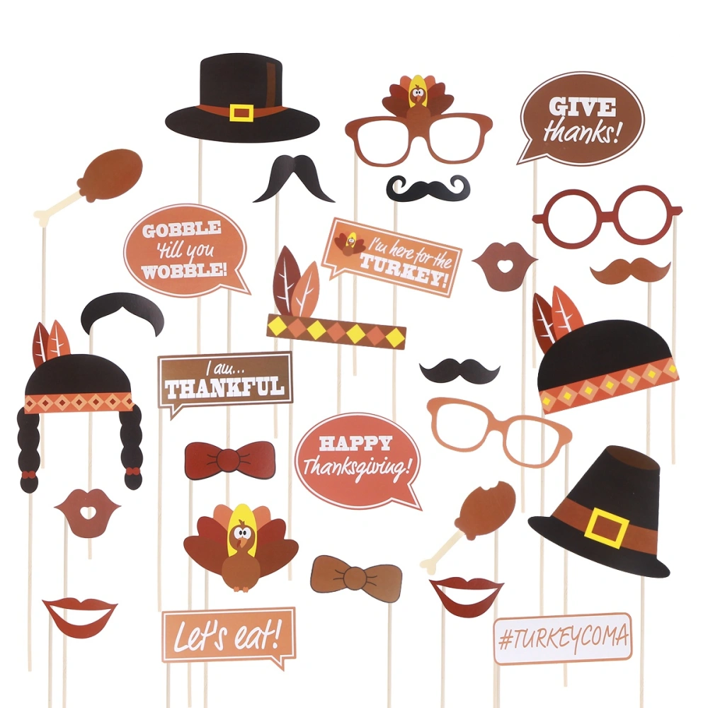 29pcs Thanksgiving Photo Booth Props Happy Thanksgiving Photo Prop Kit Party Favor