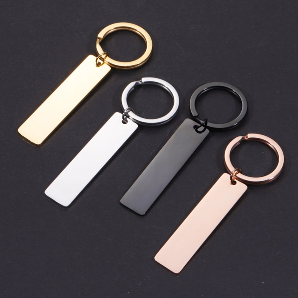 10pcs Unfinished Keychains  Diy Blank Keychains Diy Rectangle  Stainless Steel Keychain