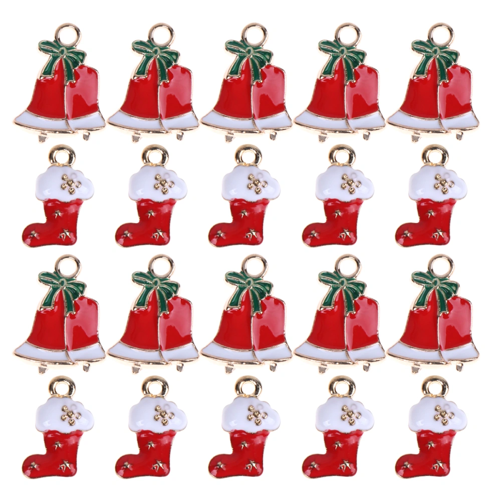 20PCS Christmas Alloy DIY Necklace Bracelet Pendant Decor Christmas Boot Bell Charms Jewelry Making Accessories