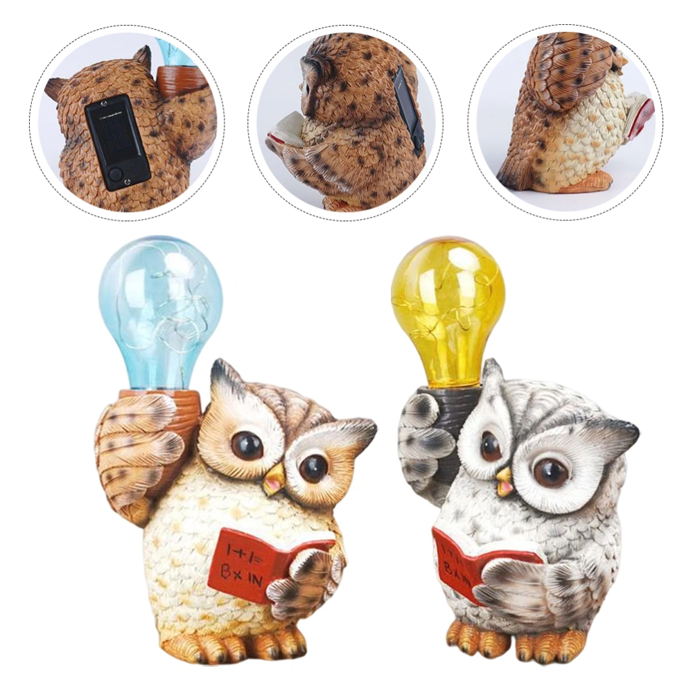 1Pc Resin Owl Shape Solar Lamp Exquisite Garden Animal Decor Chic Lawn Adornment