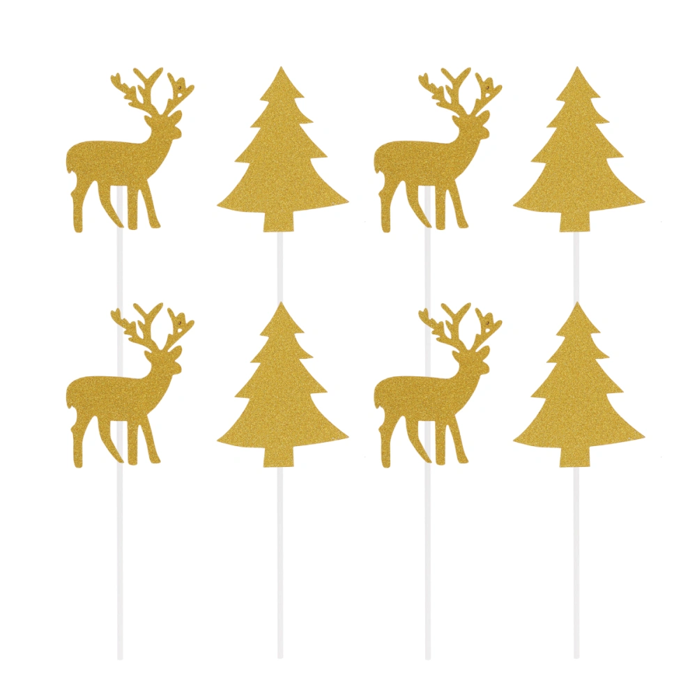 30pcs Christmas Tree Elk Cake Topper Cake Inserts Paper Cupcake Decor Cake Decor