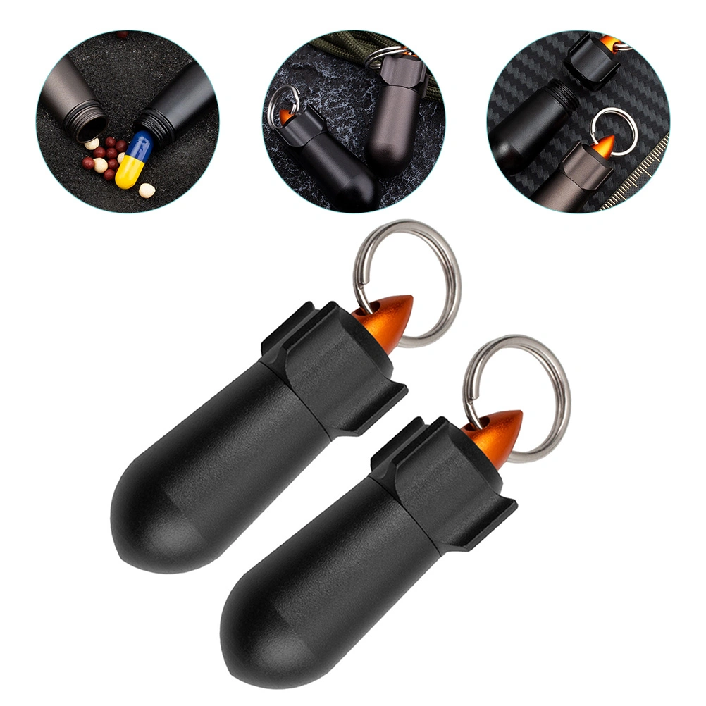 2pcs Aluminum Alloy Pill Case Keyring Sealing Portable Medicine Organizer