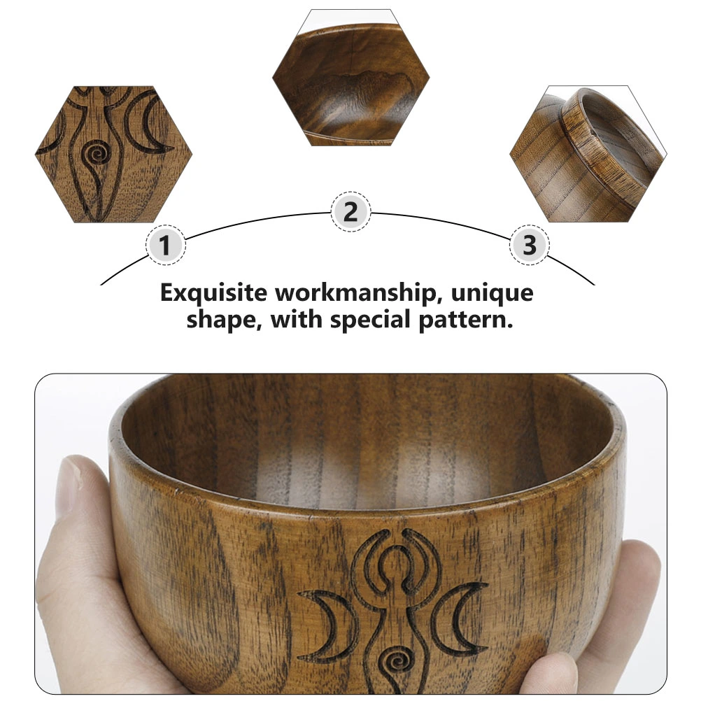 1pc Delicate Wooden Bowl Home Rice Bowl Decoration Simple Desktop Adornment