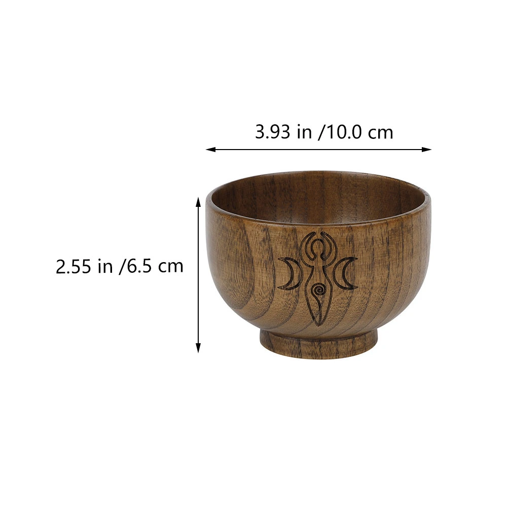 1pc Delicate Wooden Bowl Home Rice Bowl Decoration Simple Desktop Adornment