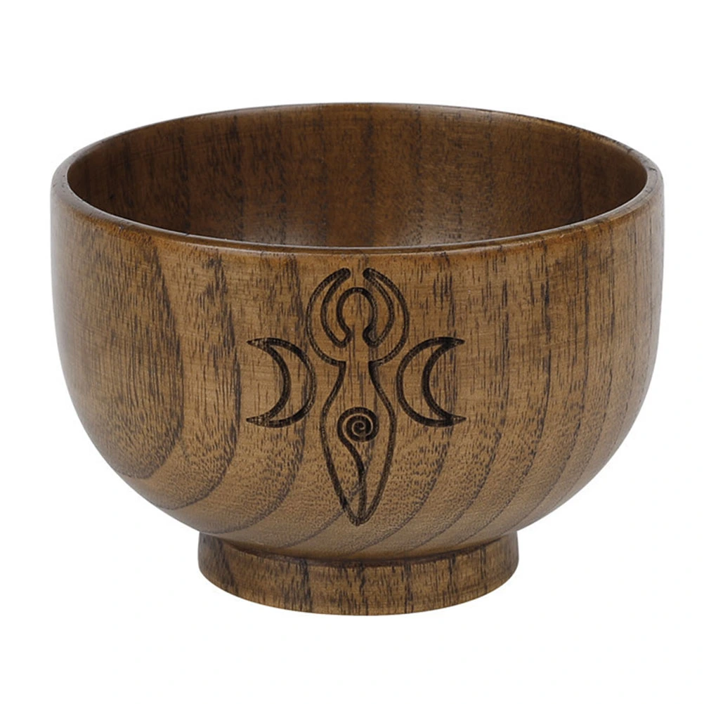 1pc Delicate Wooden Bowl Home Rice Bowl Decoration Simple Desktop Adornment