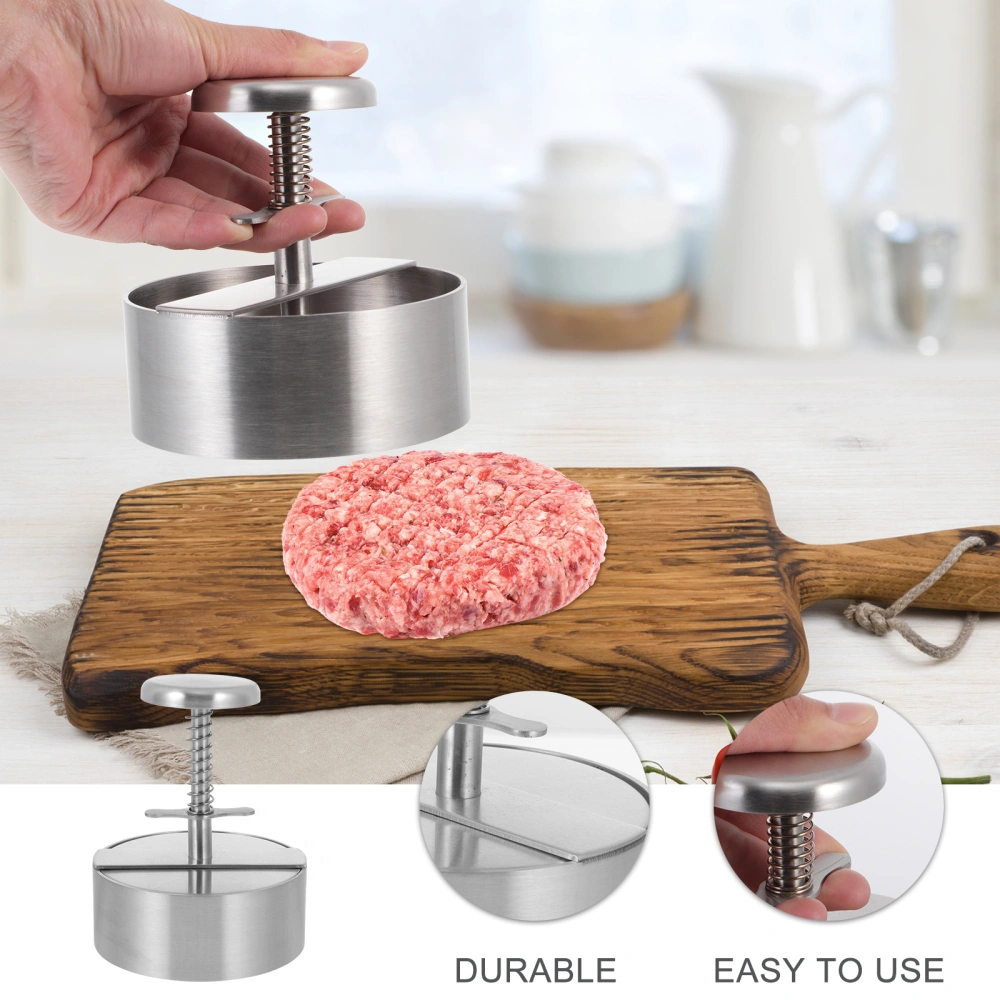 1pc Stainless Steel Burger Meat Presser Burger Press Tool Kitchen Utensil (Silver)