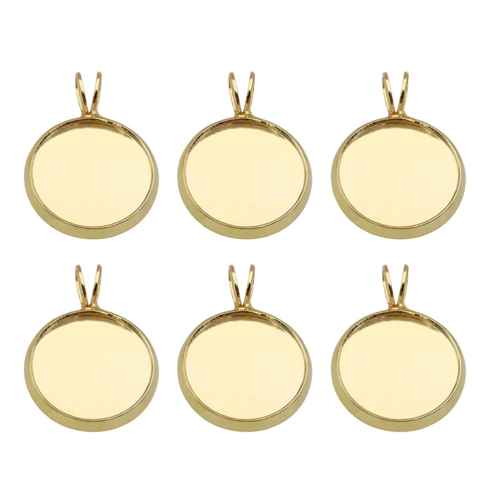 10PCS DIY Time Bezel Pendants Retro V-shaped Hanging Tray Pendants Creative DIY Round Shape Trays Pendant Multi-purpose Copper DIY Tray Pendants for DIY Crafts Jewelry Making Use (Golden 10MM)