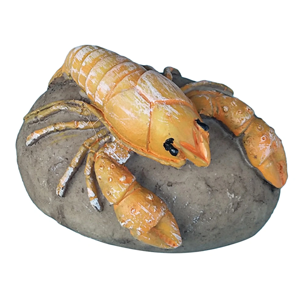 1PC Resin Aquarium Landscape Ornament Simulation Lobster and Stone Fish Tank Decoration (Random Color)