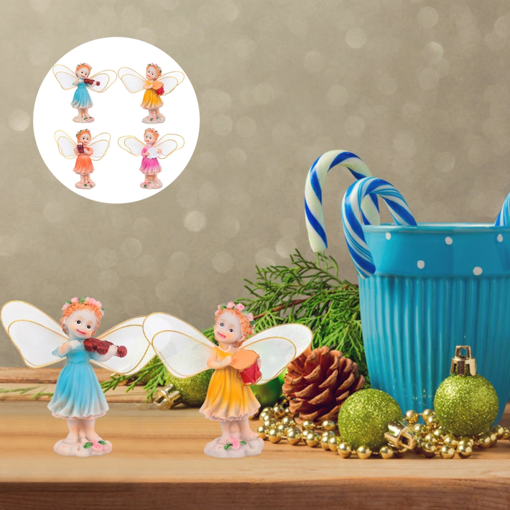 4pcs Small Instrument Flower Fairy Decor Miniature Ornaments for Home Garden