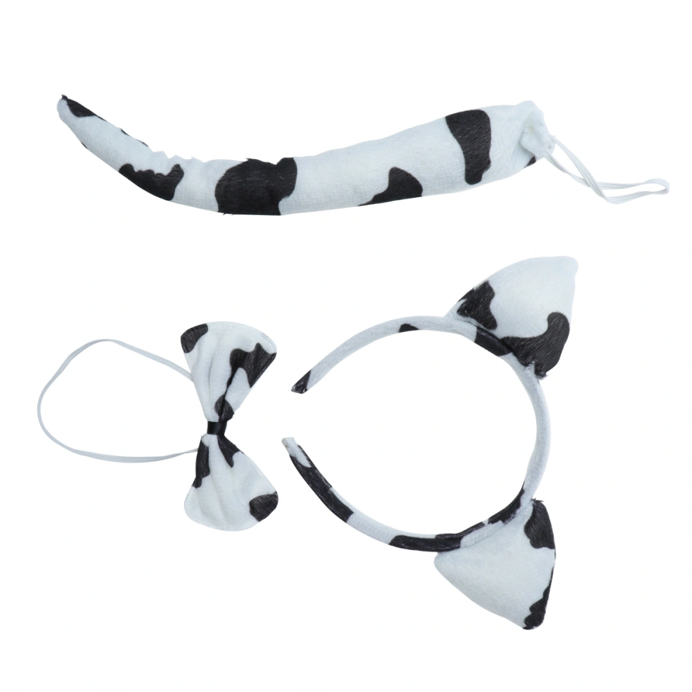 3 Pcs/set Baby Kids Cartoon Dairy Cattle Headband Bow Tie and Tail for Costume Party