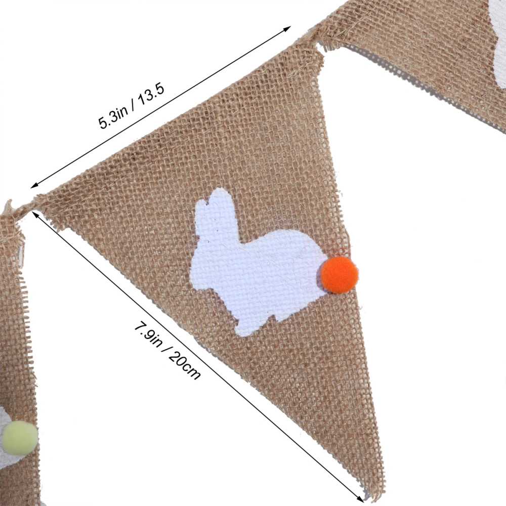 2 Meters Easter Festival Bunting Banners Bunny Rabbit Burlap Hessian Pennant Flags Garland For Easter Home Party Favors