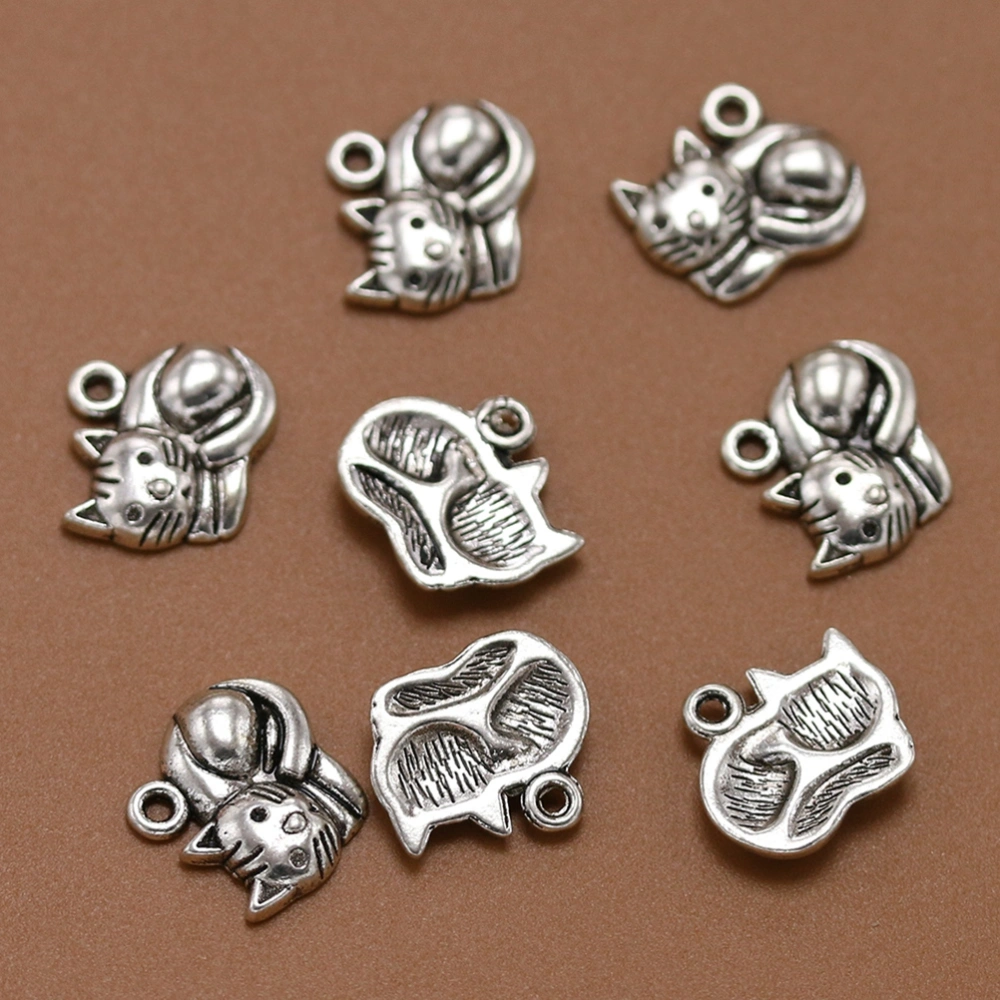 20pcs Cat Alloy Pendants Charms DIY Jewelry Making Accessory for Necklace Bracelet (Antique Silver)