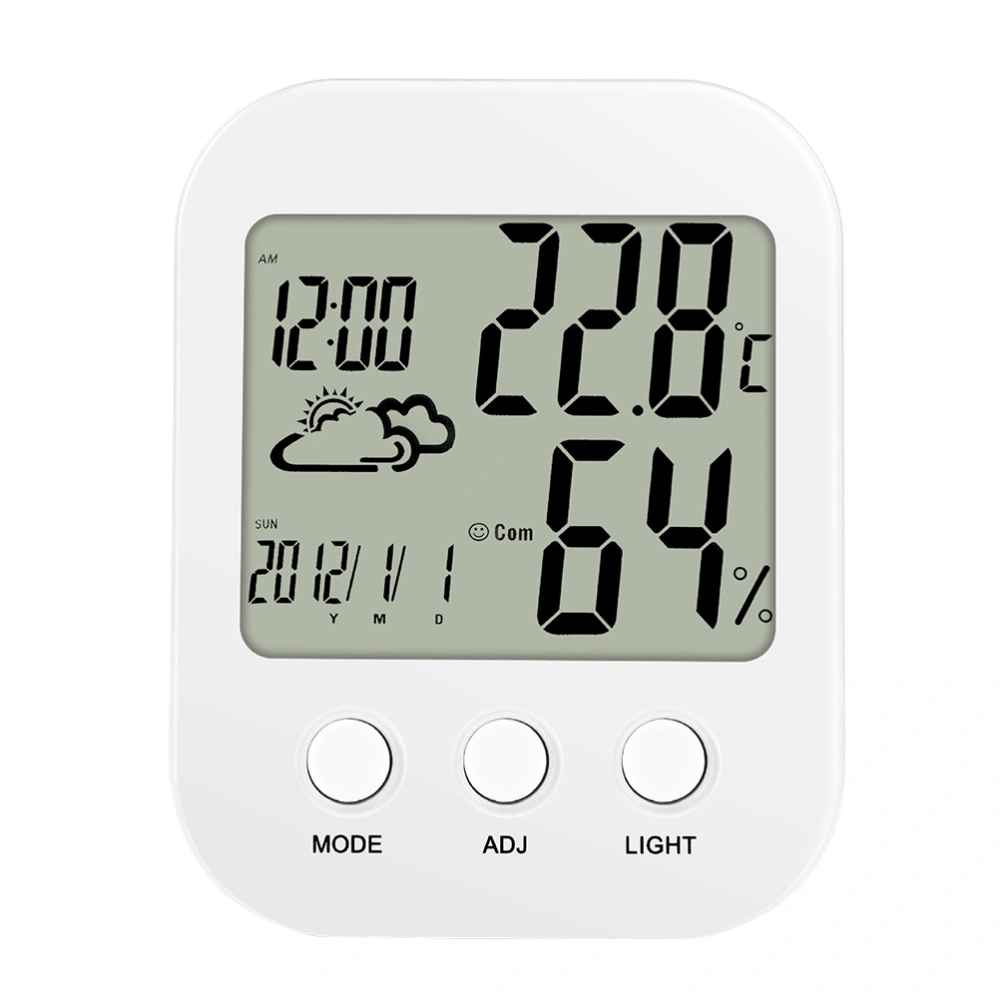 Multi-functional Alarm Clock with Time Date Temperature Humidity Display Battery Operated