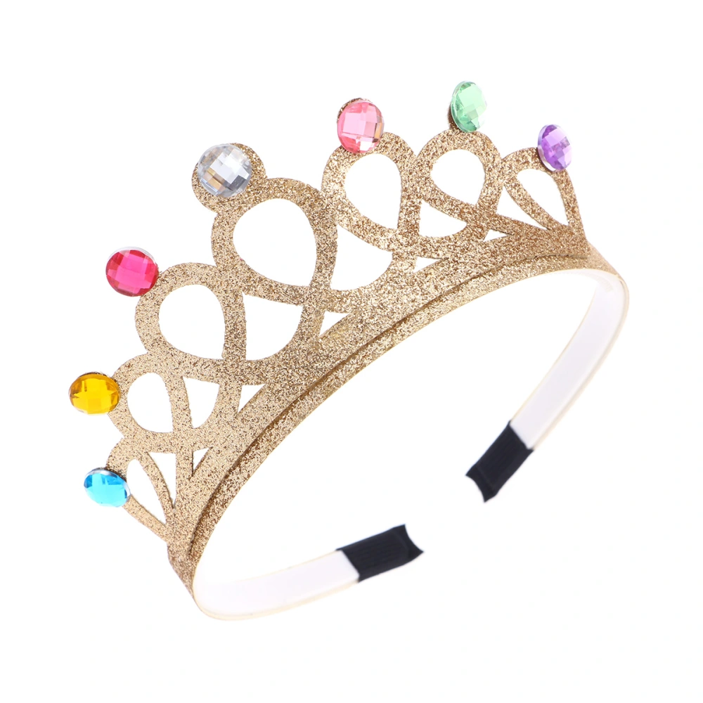 4pcs Tiara Crown Rhinestone Glitter Sparkle Non Headband Birthday Party Supplies Favors (Gold)